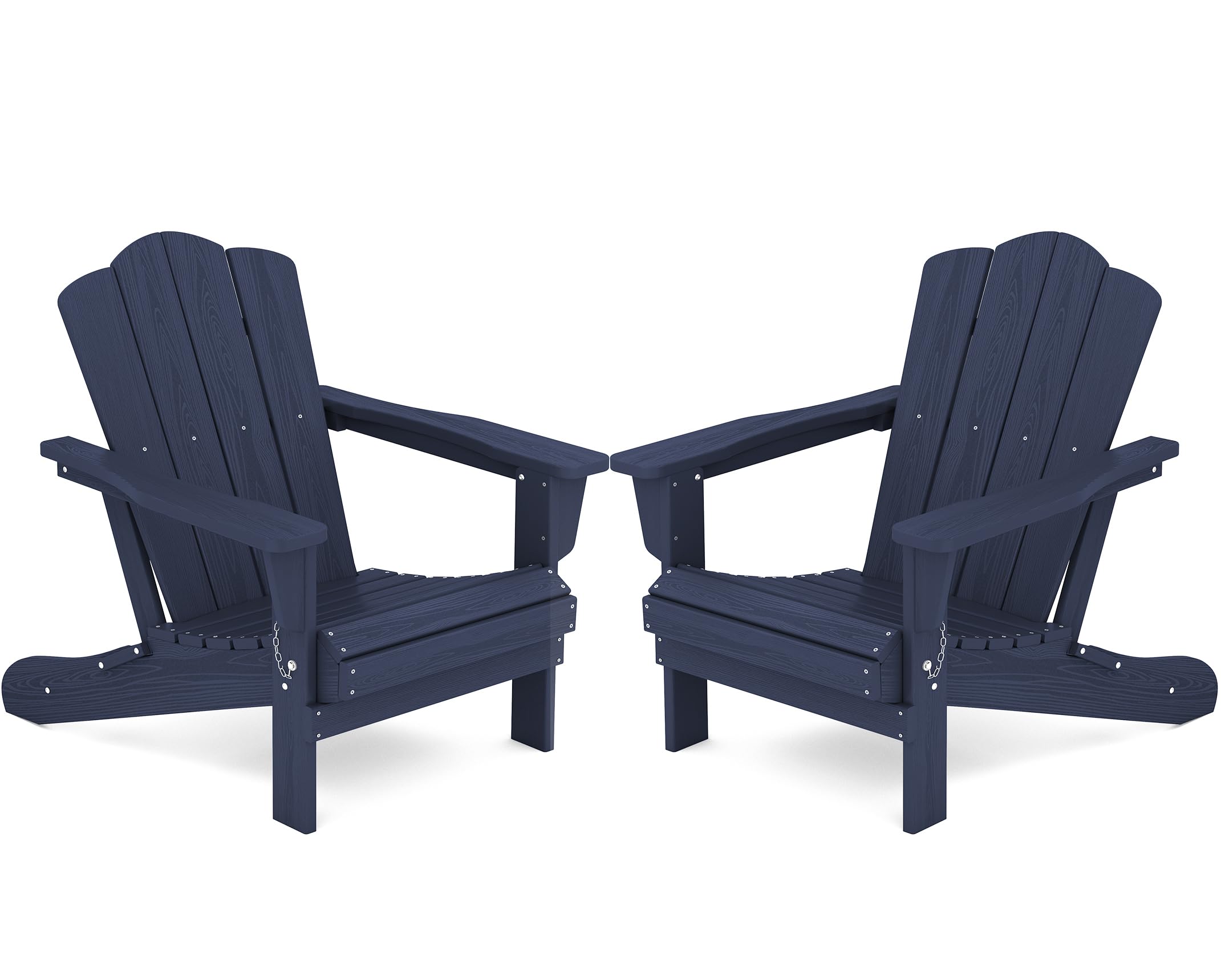 Kingyes Folding Adirondack Chair Set Of 2, Hdpe All-Weather Adirondack Chair, Navy